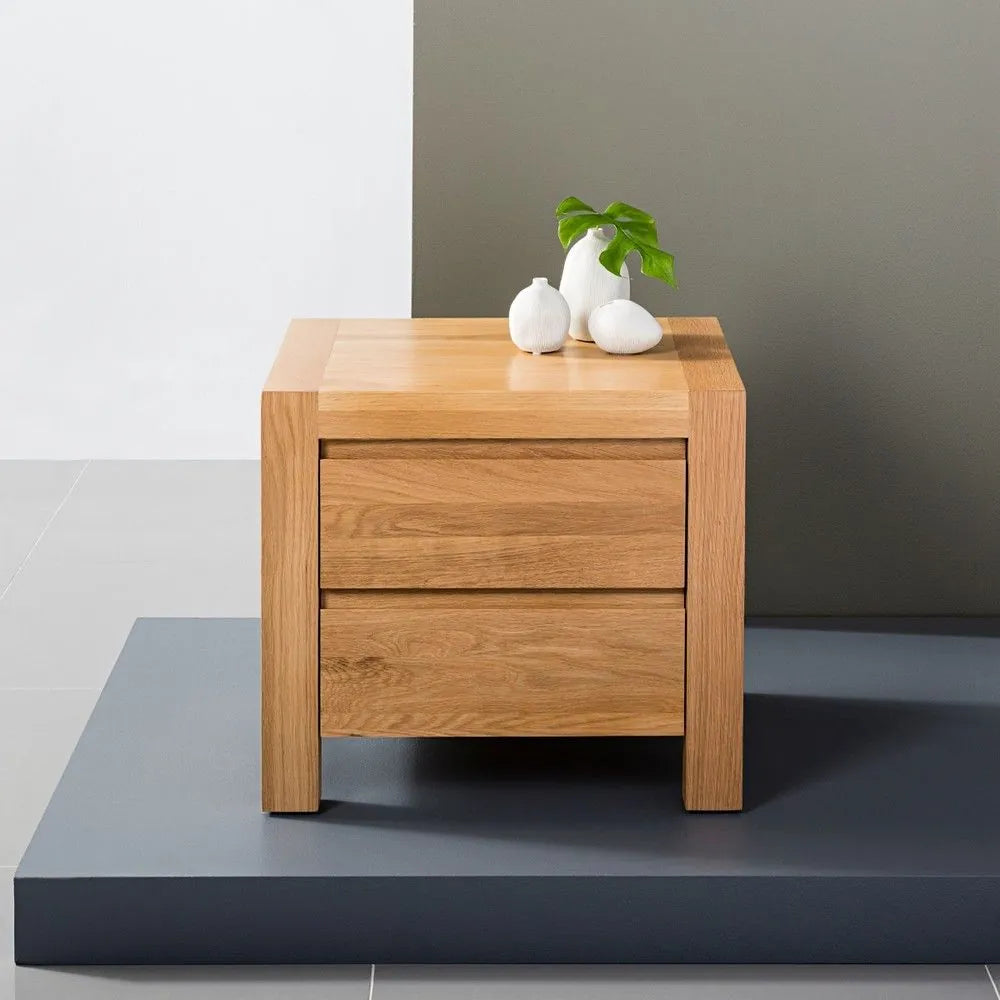 Anya Bedside Table 2 Drawers 50 x 40cm Solid American Oak