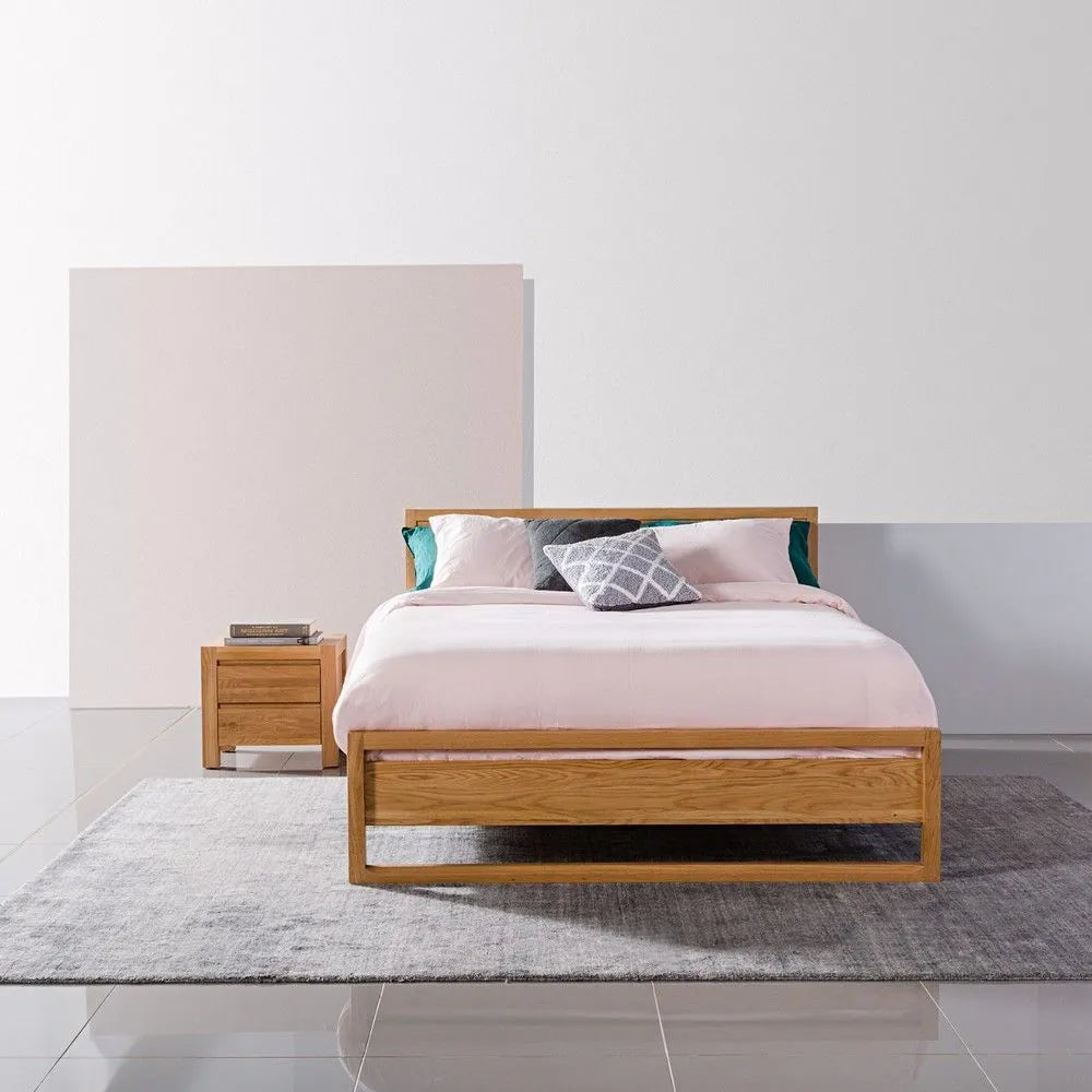 Anya Bedside Table 2 Drawers 50 x 40cm Solid American Oak