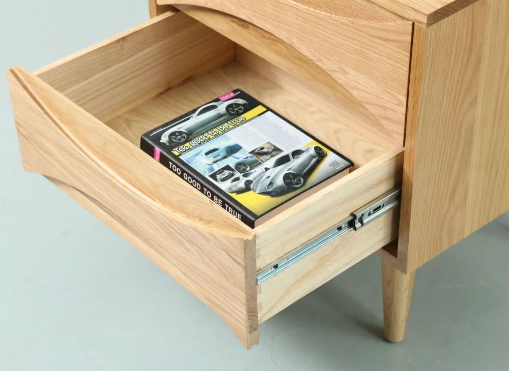 Arne Bedside Table 2 Drawers 55 x 45cm Solid American Oak