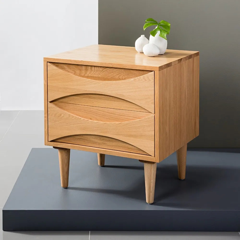 Arne Bedside Table 2 Drawers 55 x 45cm Solid American Oak