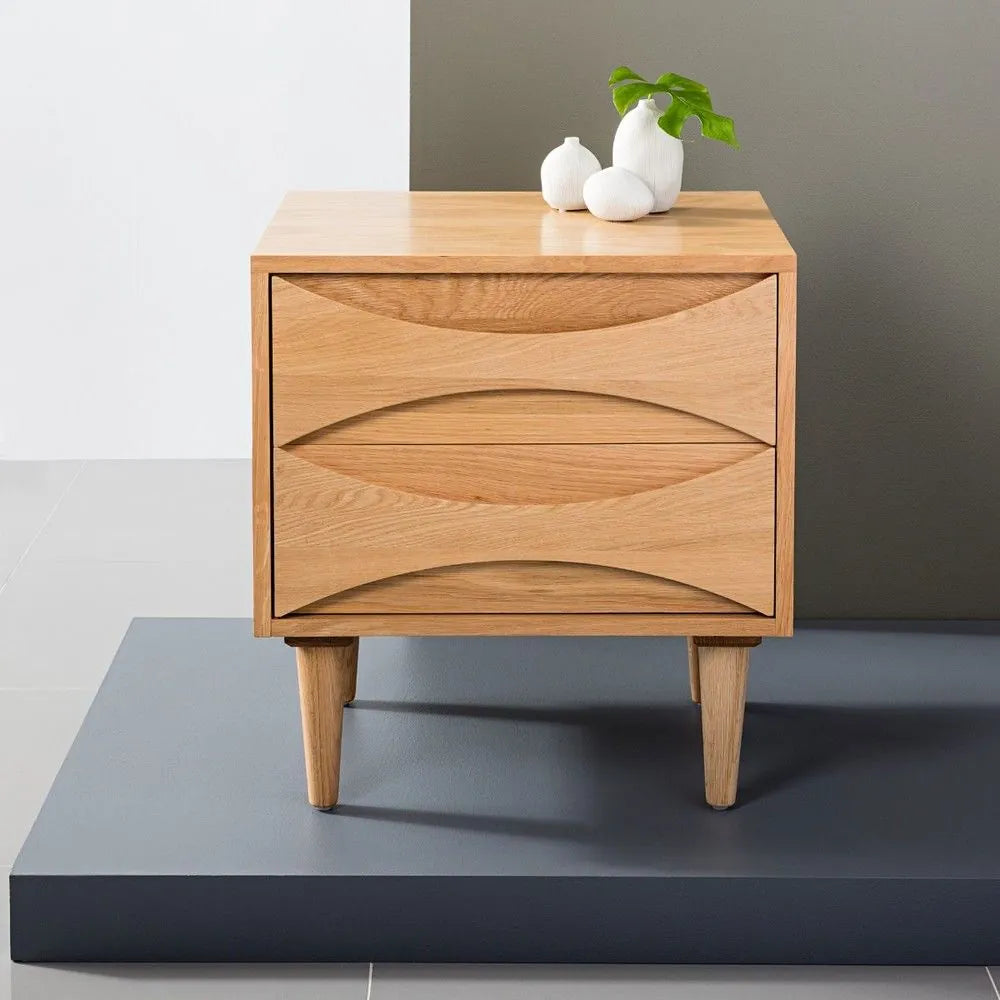 Arne Bedside Table 2 Drawers 55 x 45cm Solid American Oak