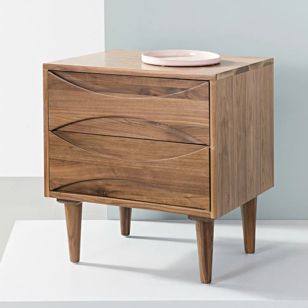 Arne Bedside Table 2 Drawers 55 x 45cm Solid American Walnut