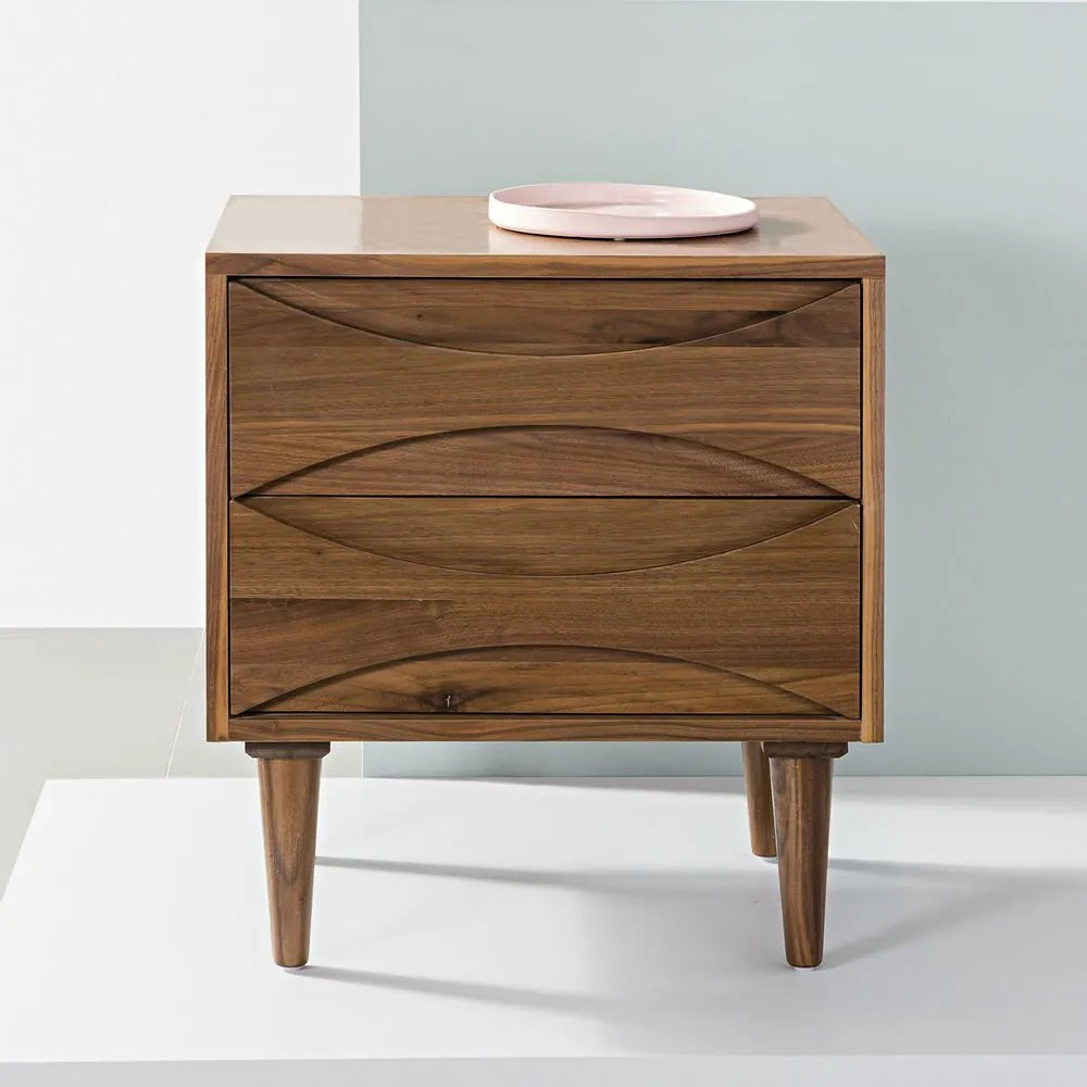Arne Bedside Table 2 Drawers 55 x 45cm Solid American Walnut