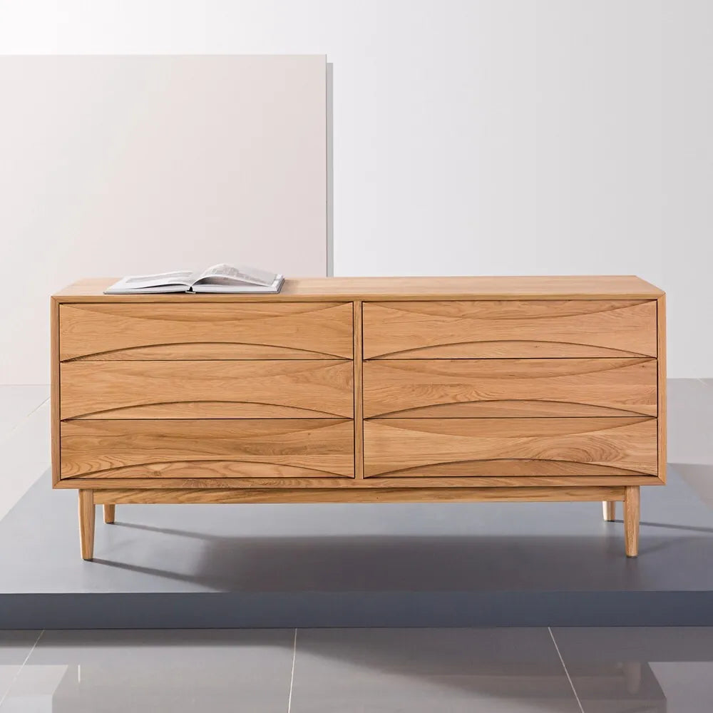 Arne Chest 6 Drawers 158 x 45cm Solid American Oak