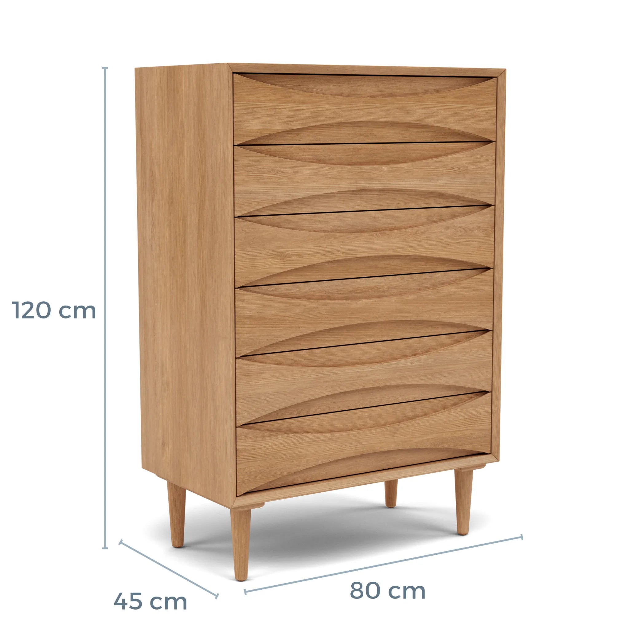 Arne Tallboy 6 Drawers 80 x 45cm Solid American Oak