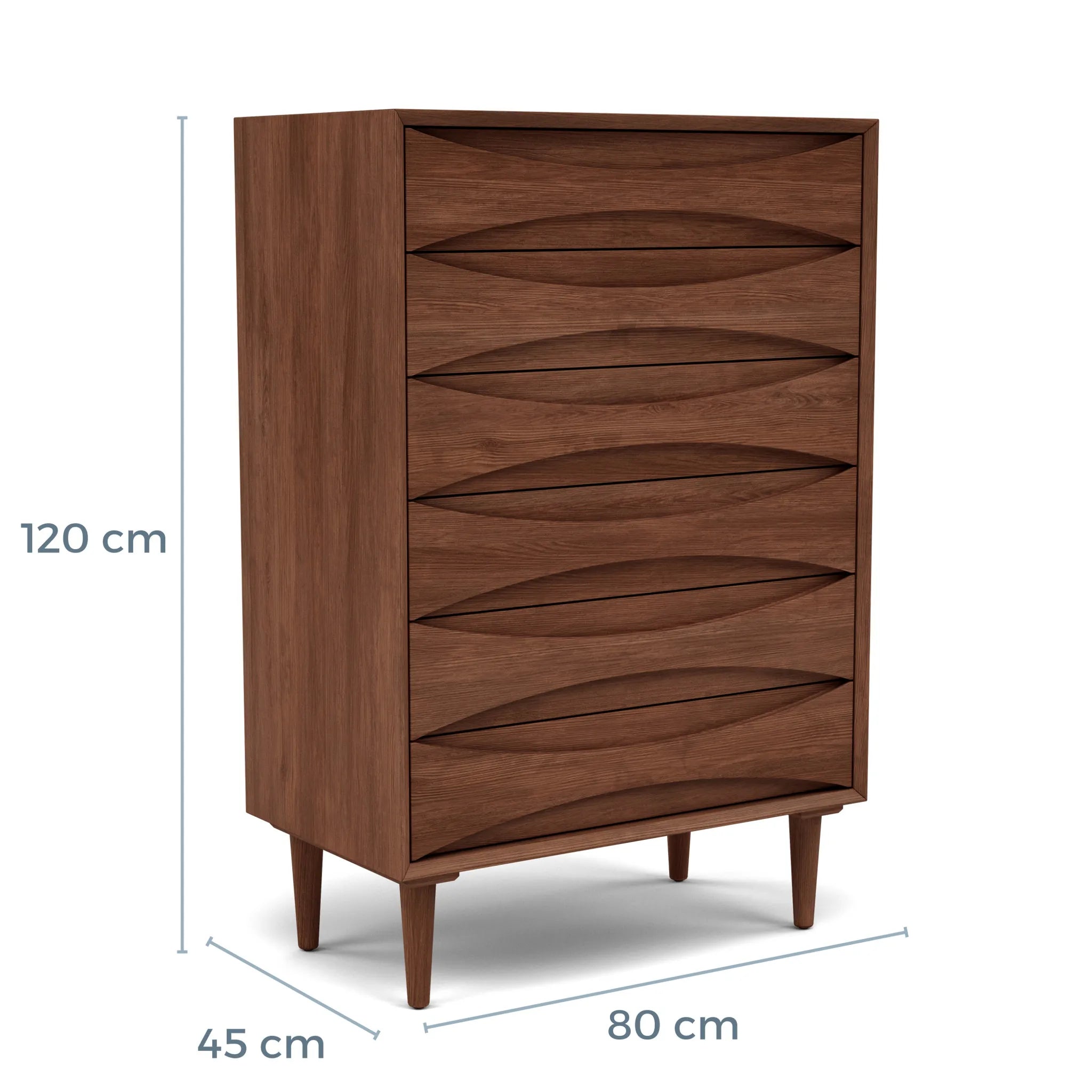 Arne Tallboy 6 Drawers 80 x 45cm Solid American Walnut