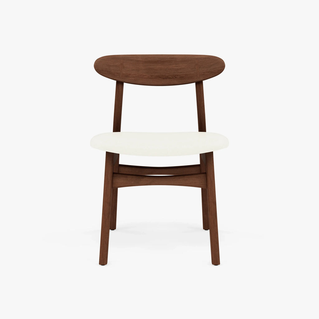 Astrid Dining Chair Cream Leather Solid American Walnut