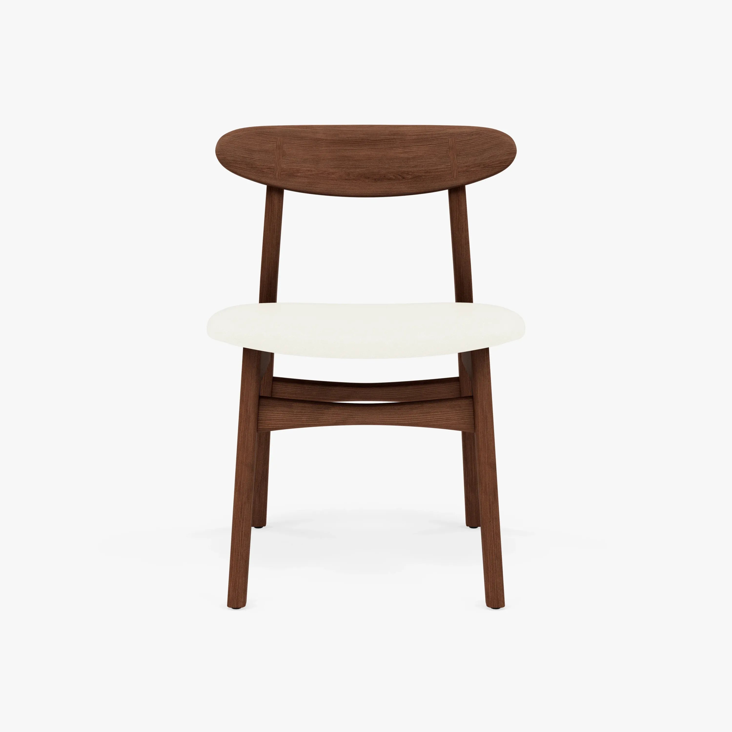 Astrid Dining Chair Cream Leather Solid American Walnut