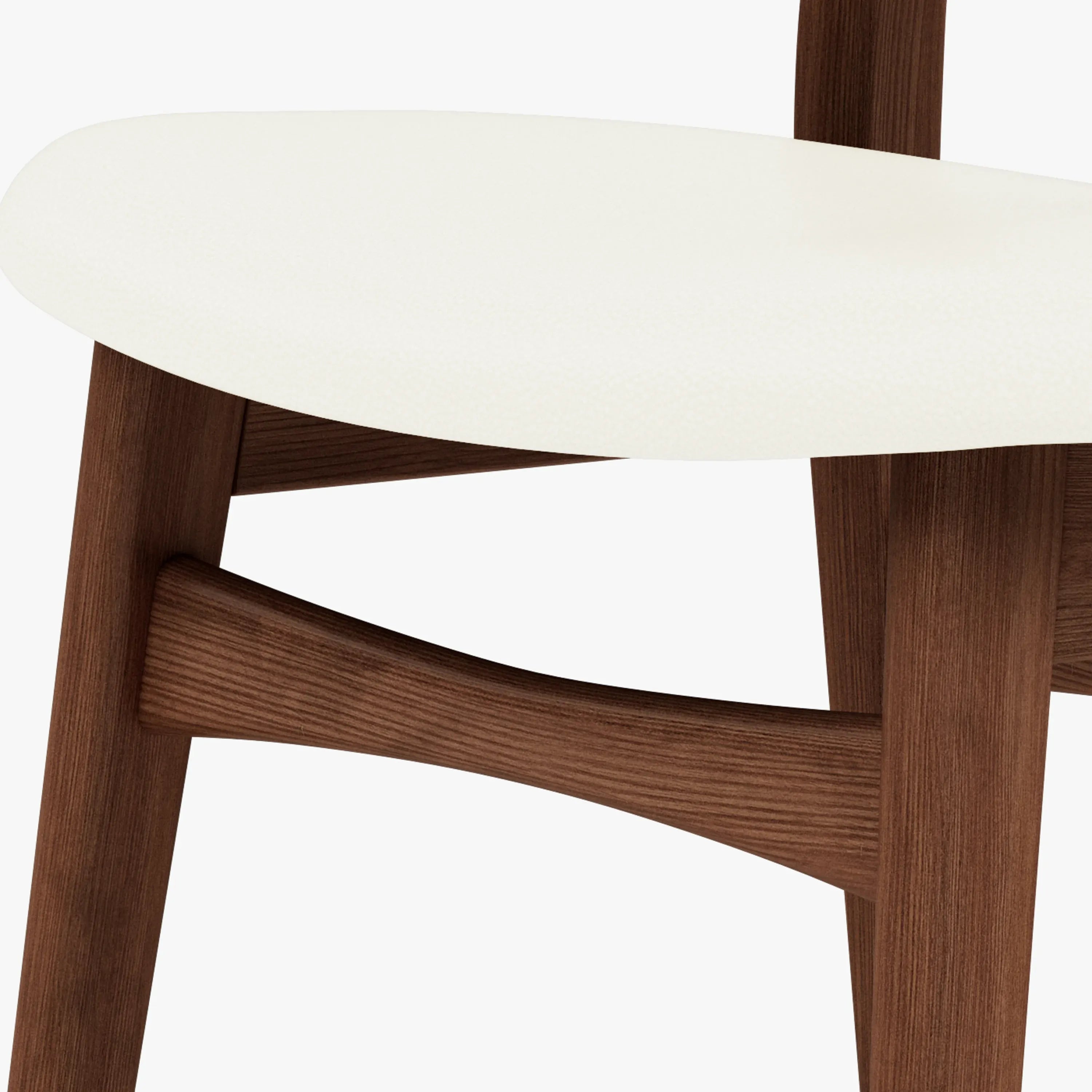 Astrid Dining Chair Cream Leather Solid American Walnut