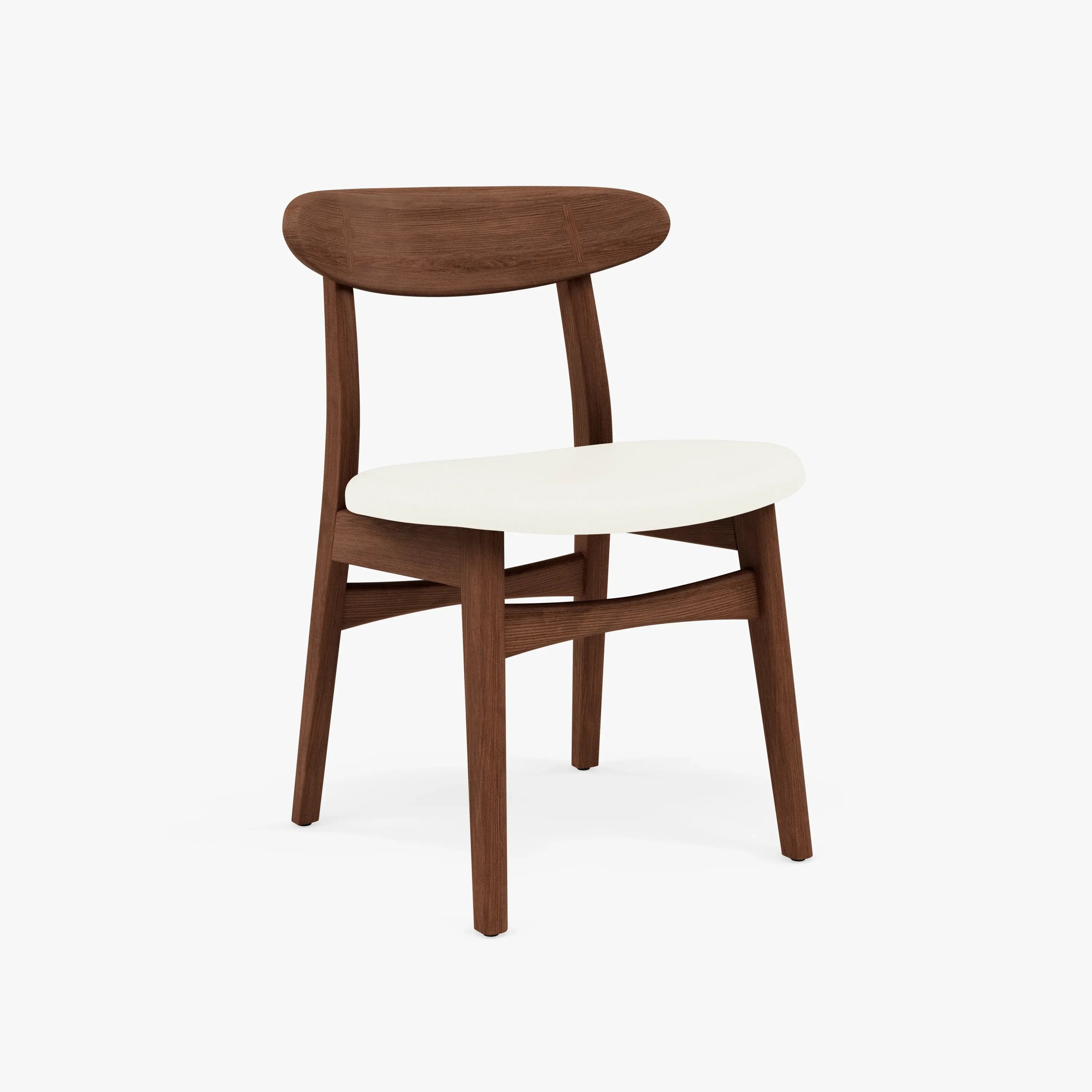 Astrid Dining Chair Cream Leather Solid American Walnut