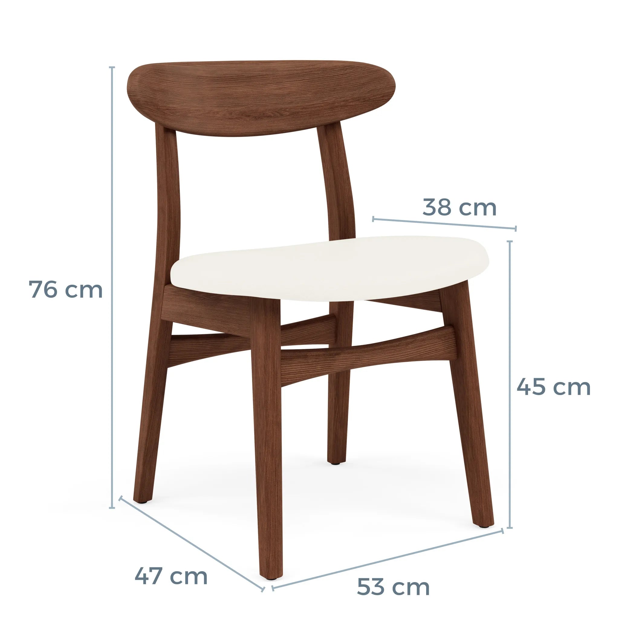Astrid Dining Chair Cream Leather Solid American Walnut