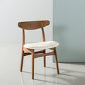 Astrid Dining Chair Cream Leather Solid American Walnut