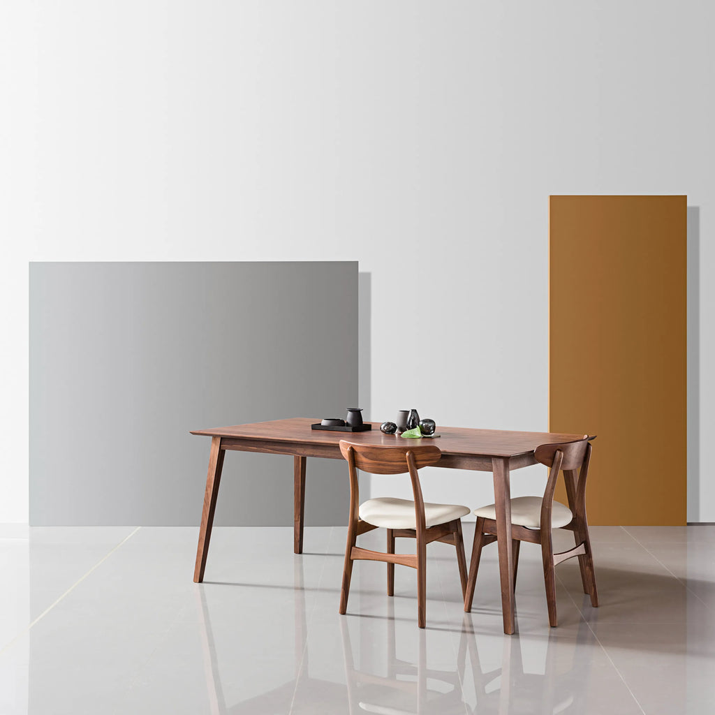 Astrid Dining Chair Cream Leather Solid American Walnut