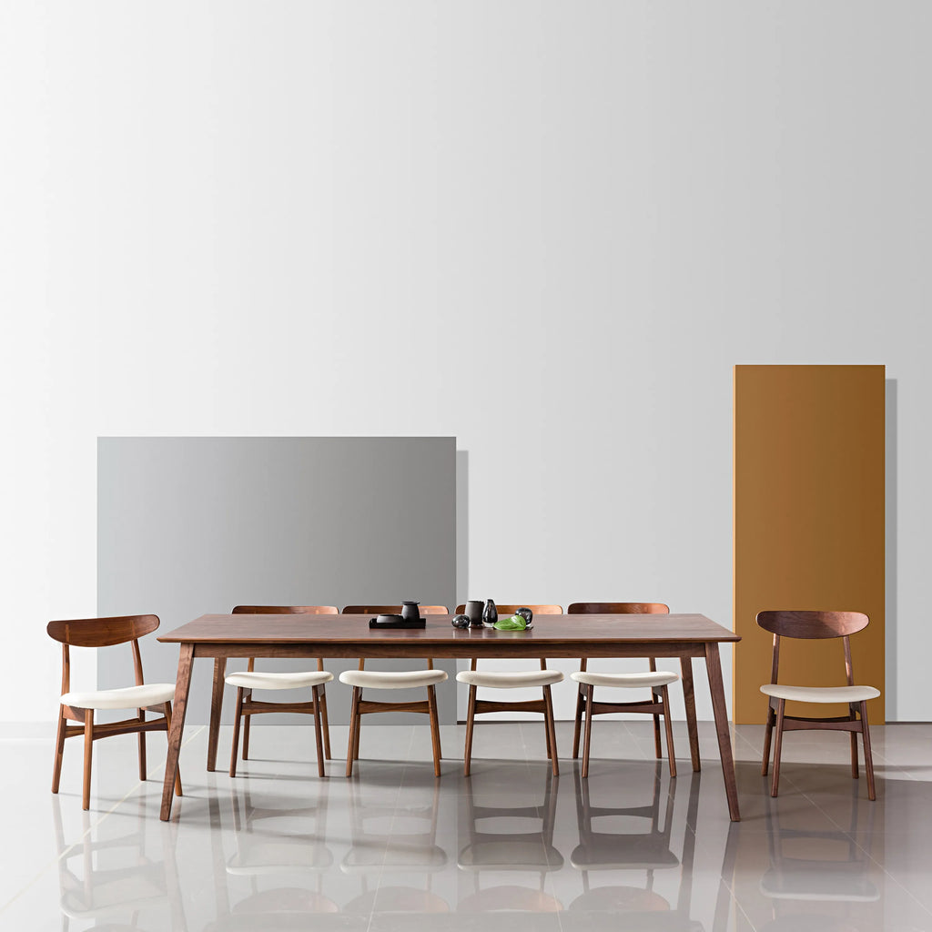 Astrid Dining Chair Cream Leather Solid American Walnut