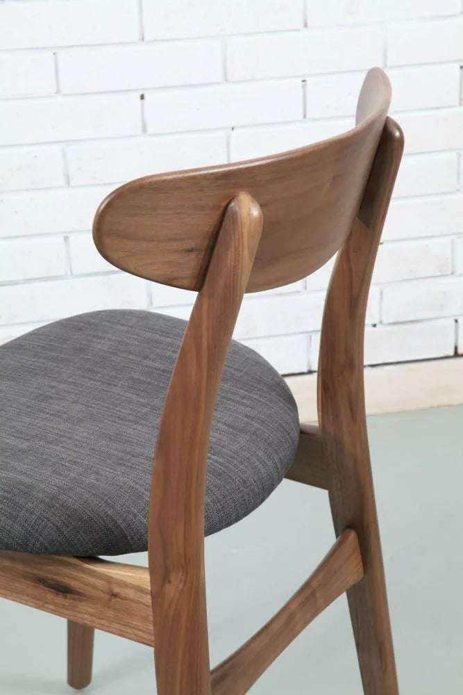 Astrid Dining Chair Light Grey Fabric Solid American Walnut