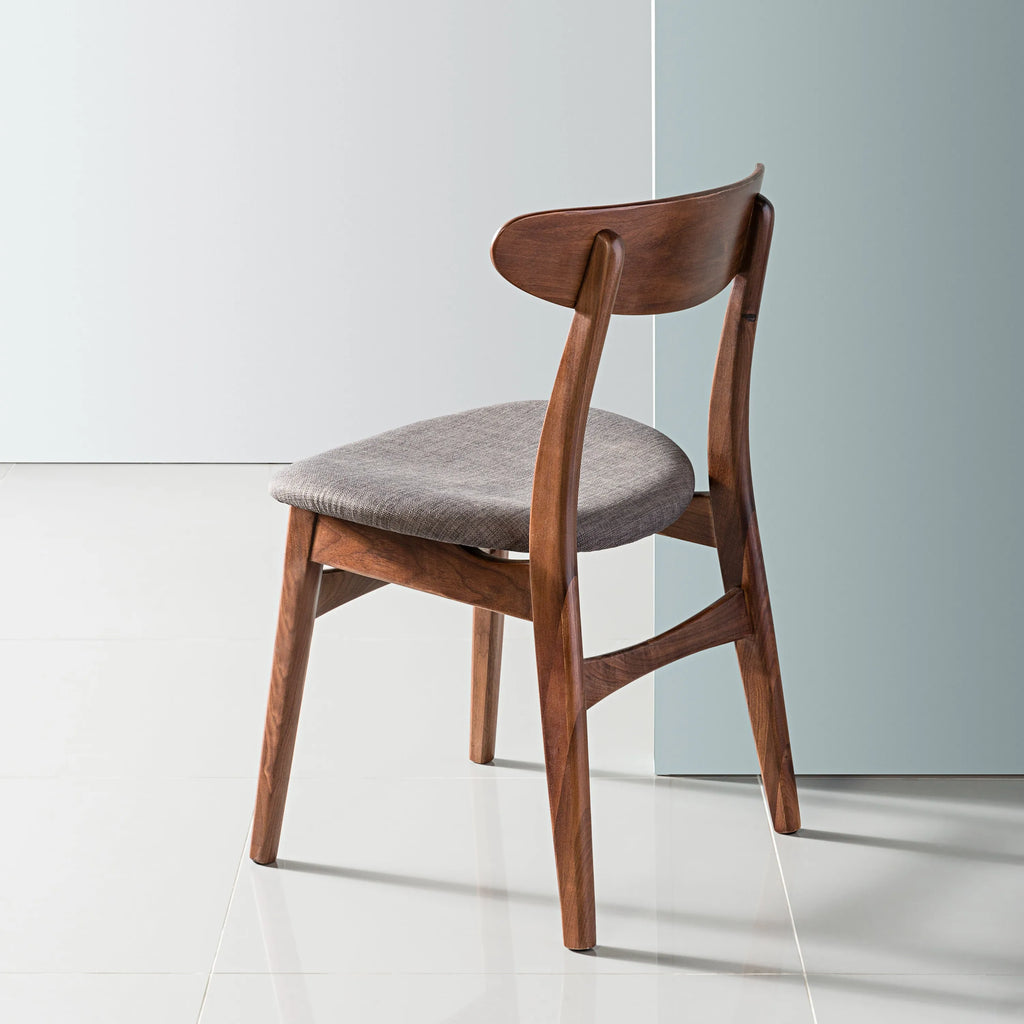Astrid Dining Chair Light Grey Fabric Solid American Walnut