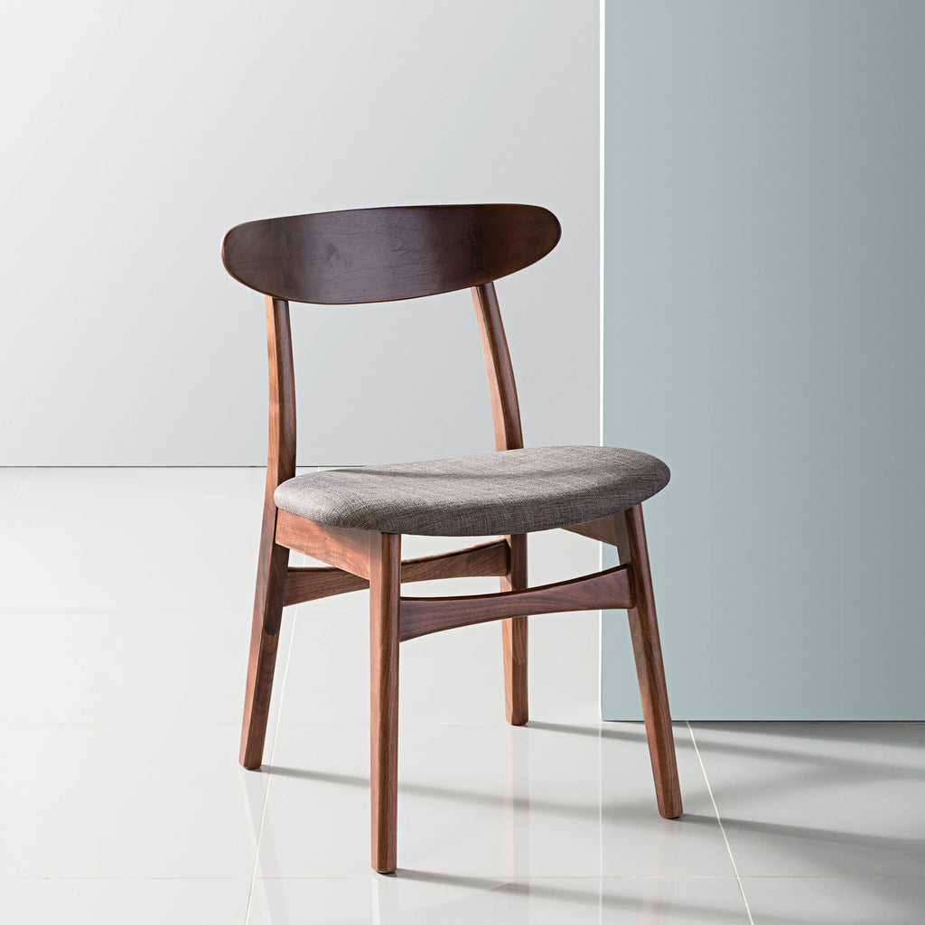 Astrid Dining Chair Light Grey Fabric Solid American Walnut