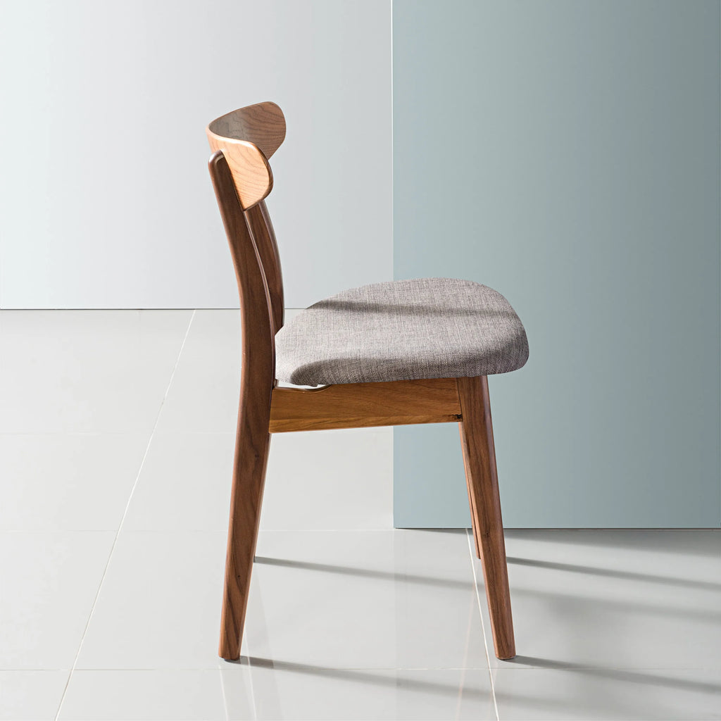 Astrid Dining Chair Light Grey Fabric Solid American Walnut