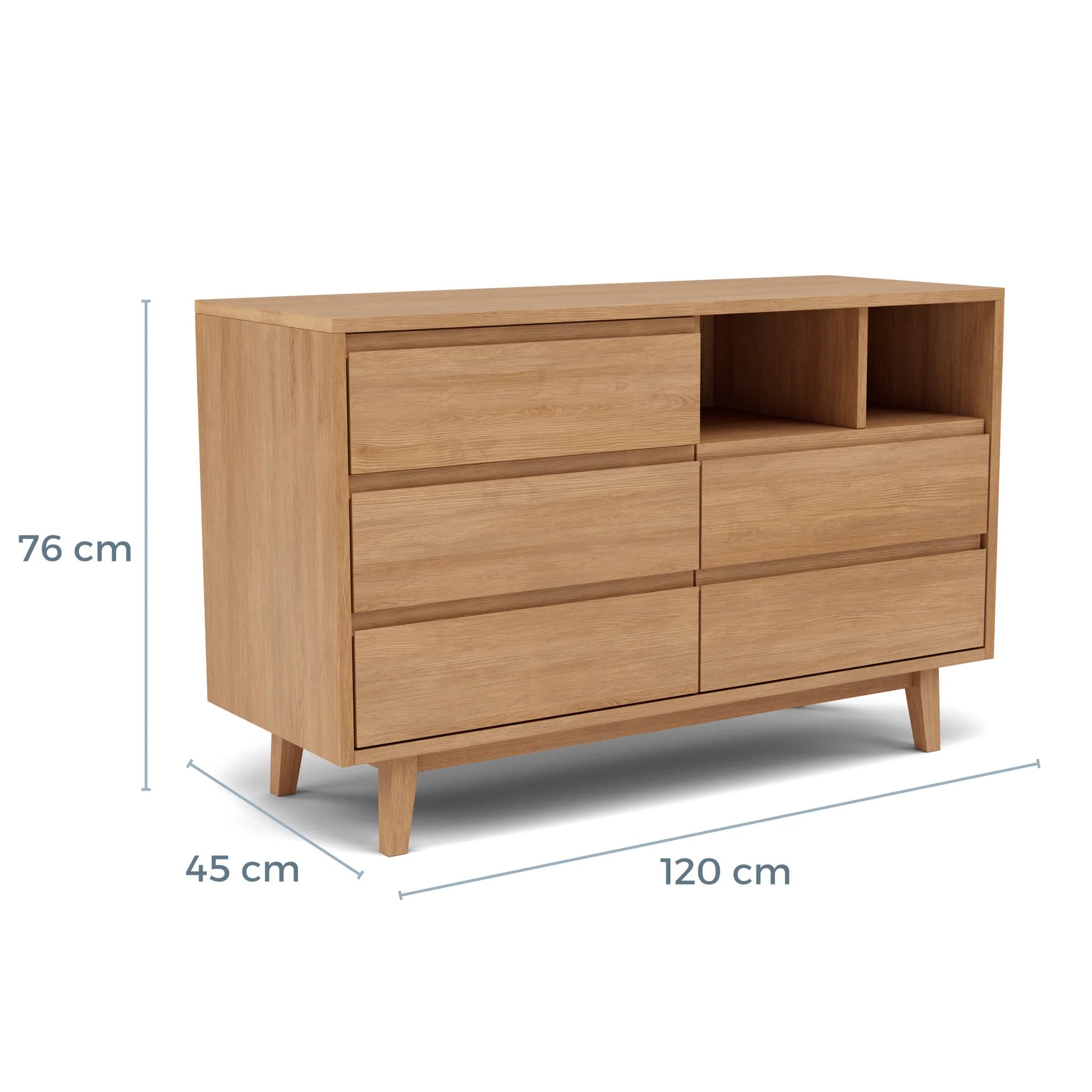 Bastian Chest 5 Drawers 120 x 45cm Solid American Oak
