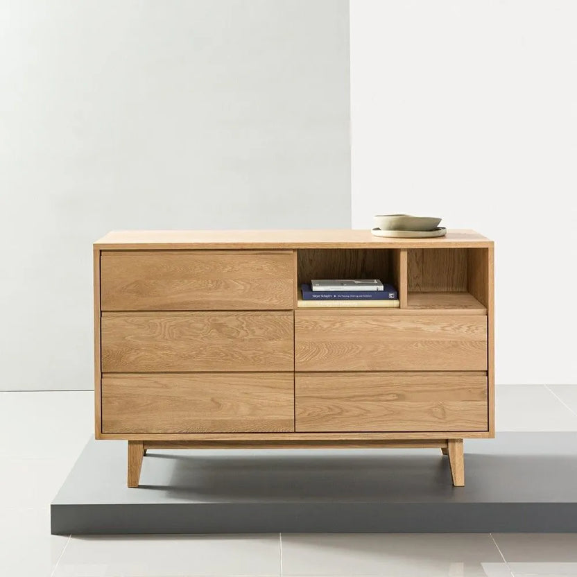 Bastian Chest 5 Drawers 120 x 45cm Solid American Oak