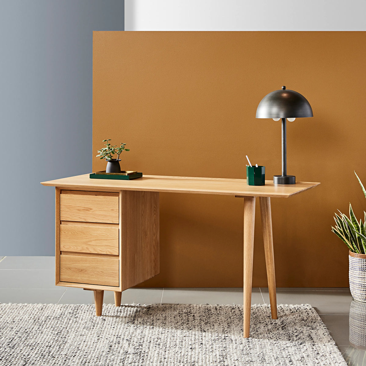 Bastian Office Desk 140 x 60cm Solid American Oak