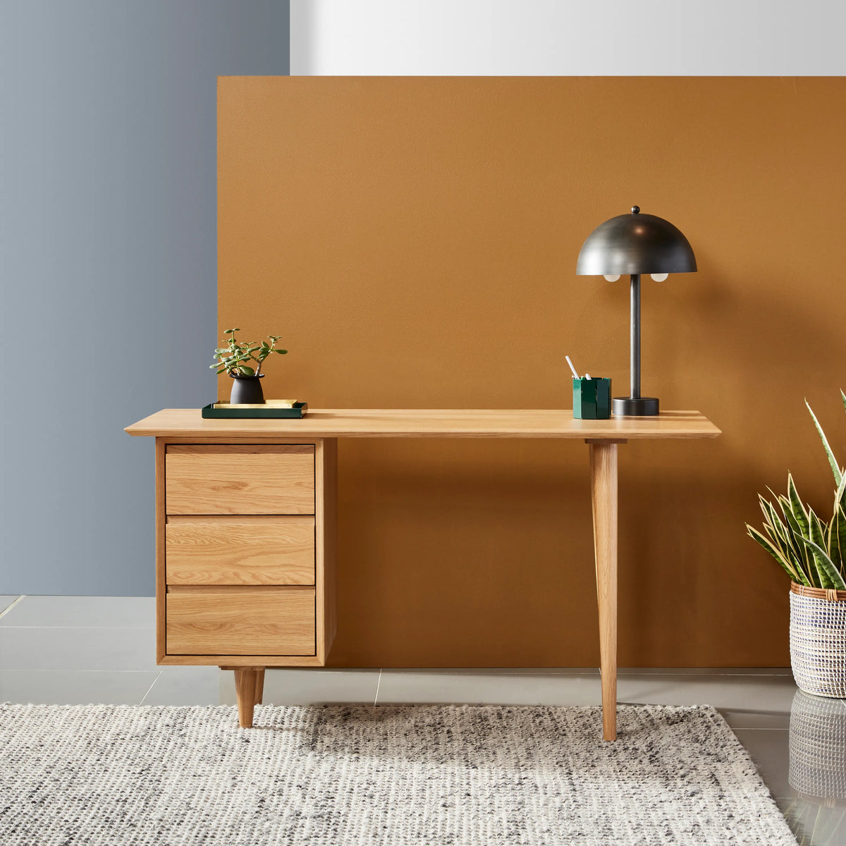 Bastian Office Desk 140 x 60cm Solid American Oak