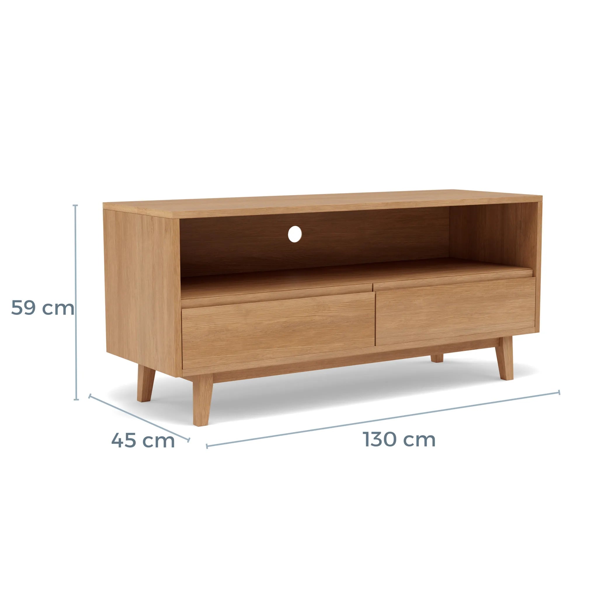 Bastian TV and Media Console 130 x 45cm Solid American Oak