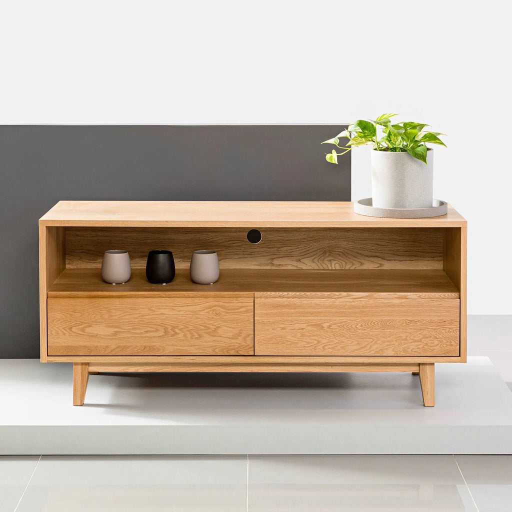 Bastian TV and Media Console 130 x 45cm Solid American Oak