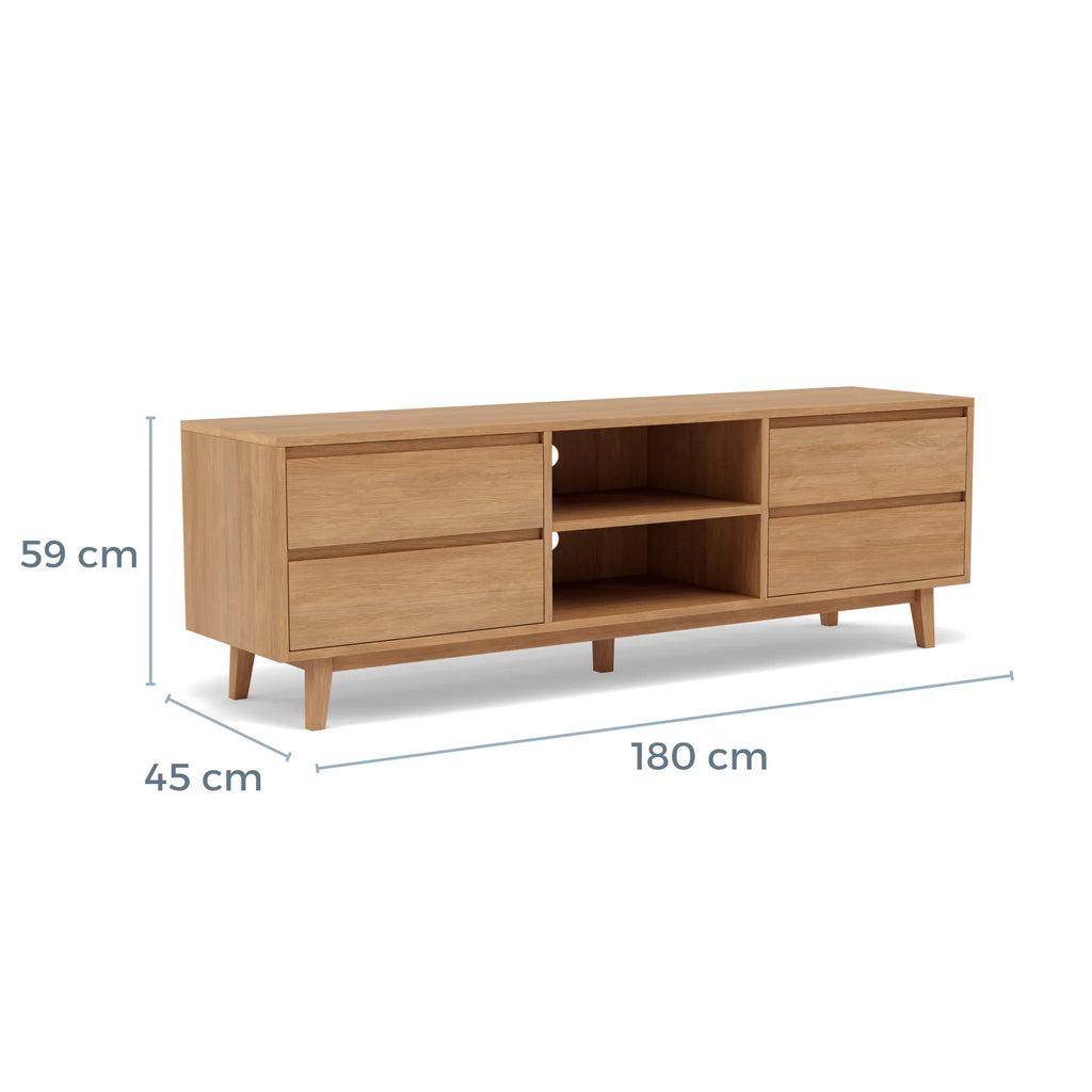 Bastian TV and Media Console 180 x 45cm Solid American Oak