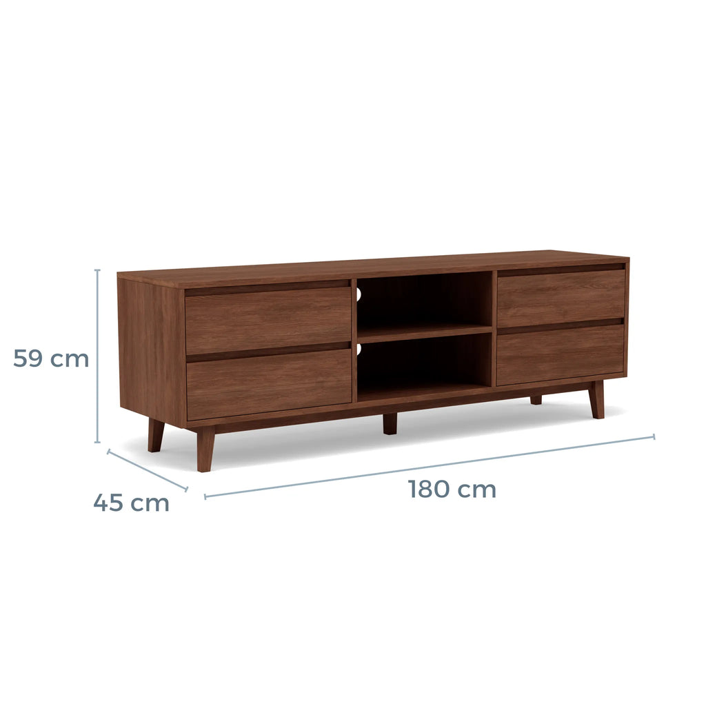 Bastian TV and Media Console 180 x 45cm Solid American Walnut