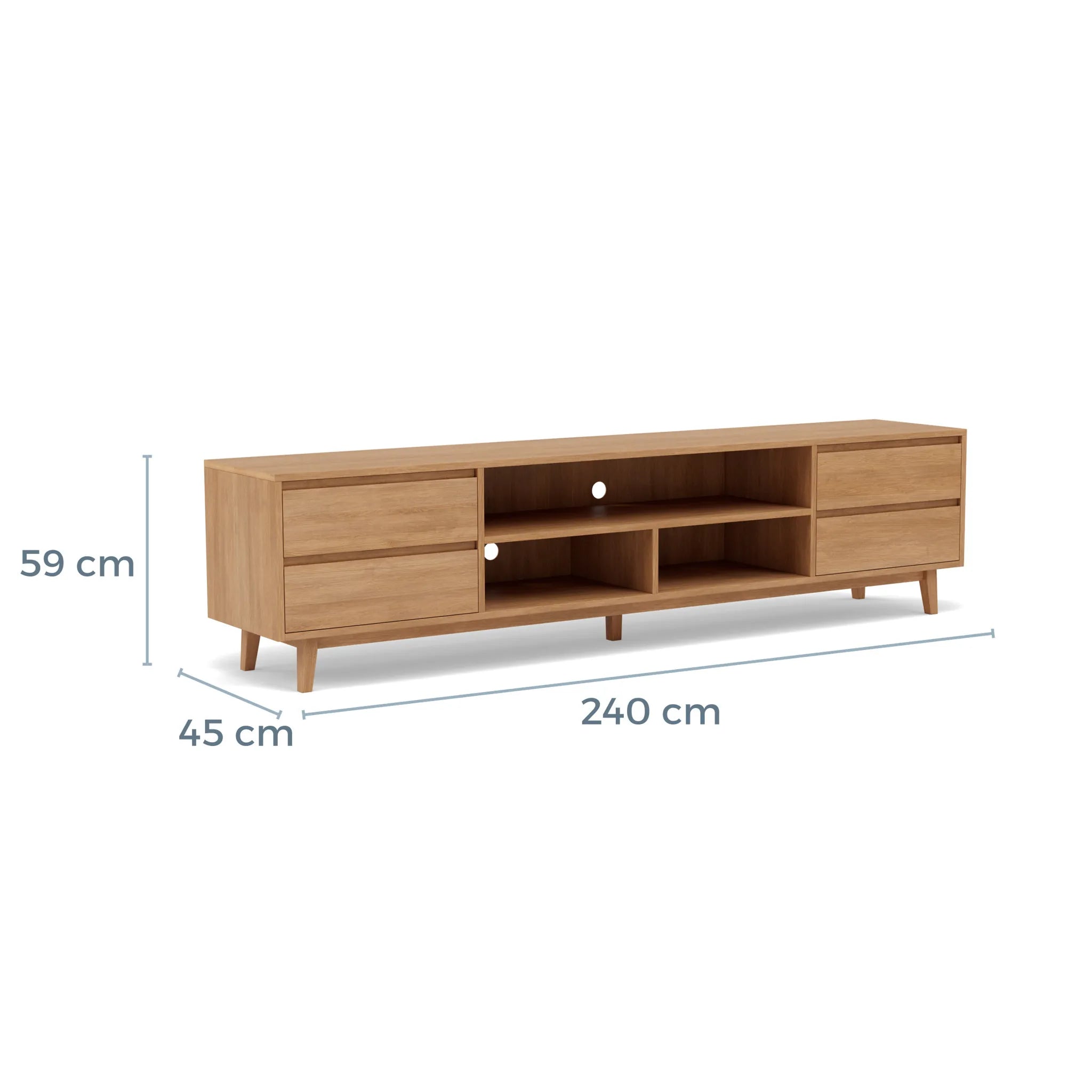 Bastian TV and Media Console 240 x 45cm Solid American Oak
