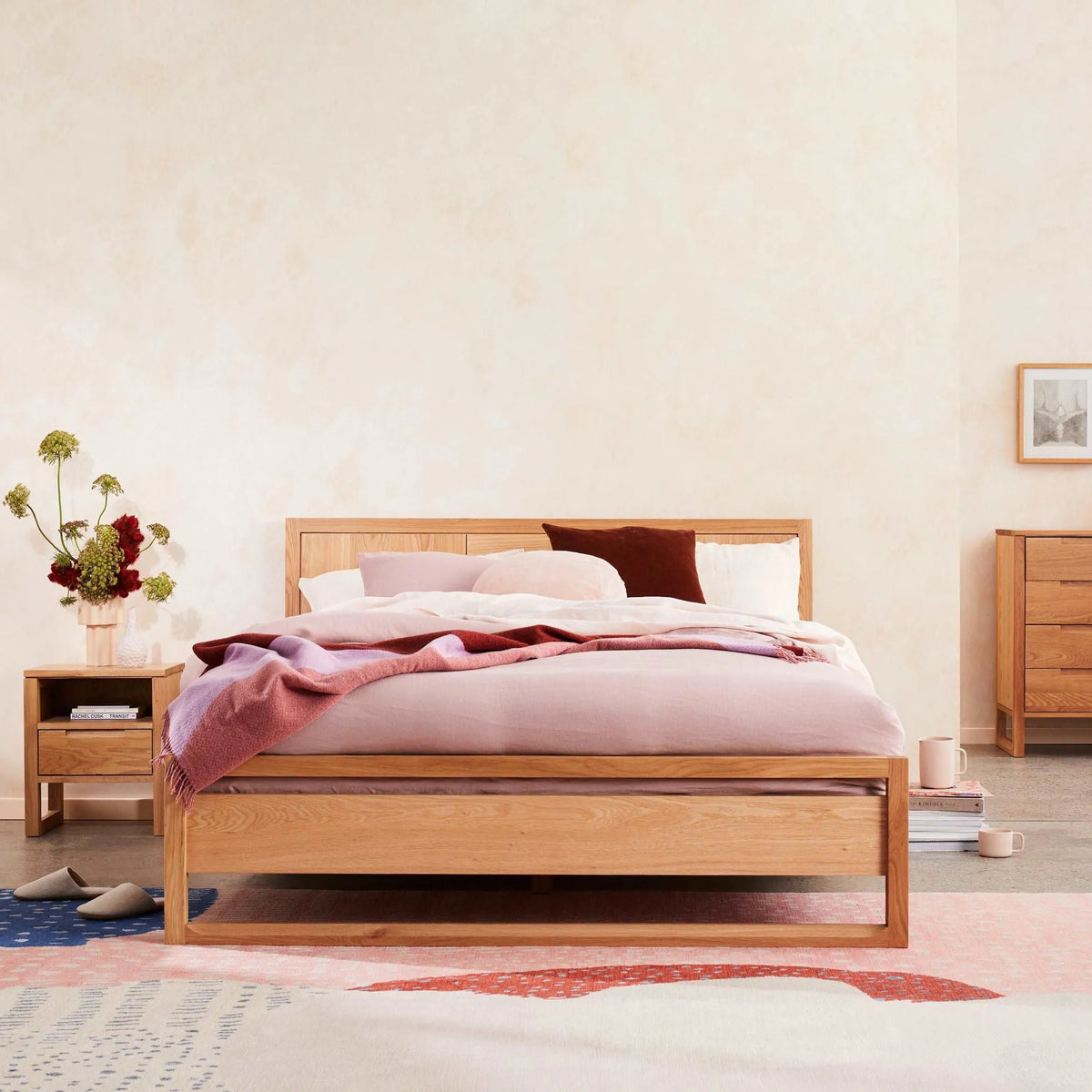 Bruno Bed Frame King American Oak