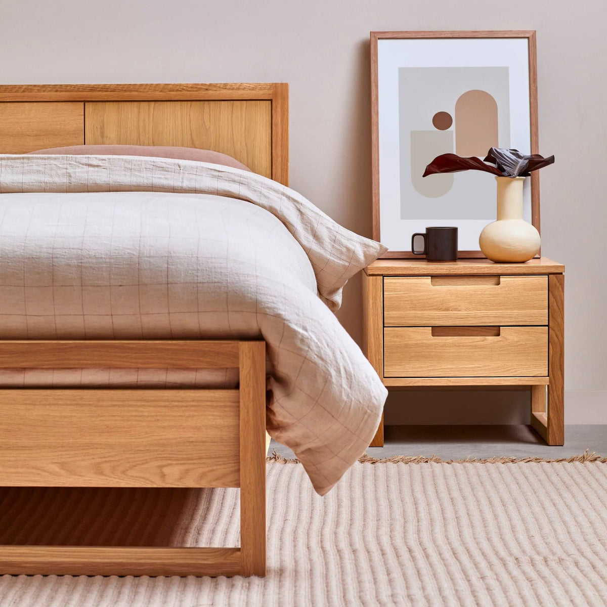 Bruno Bed Frame King American Oak