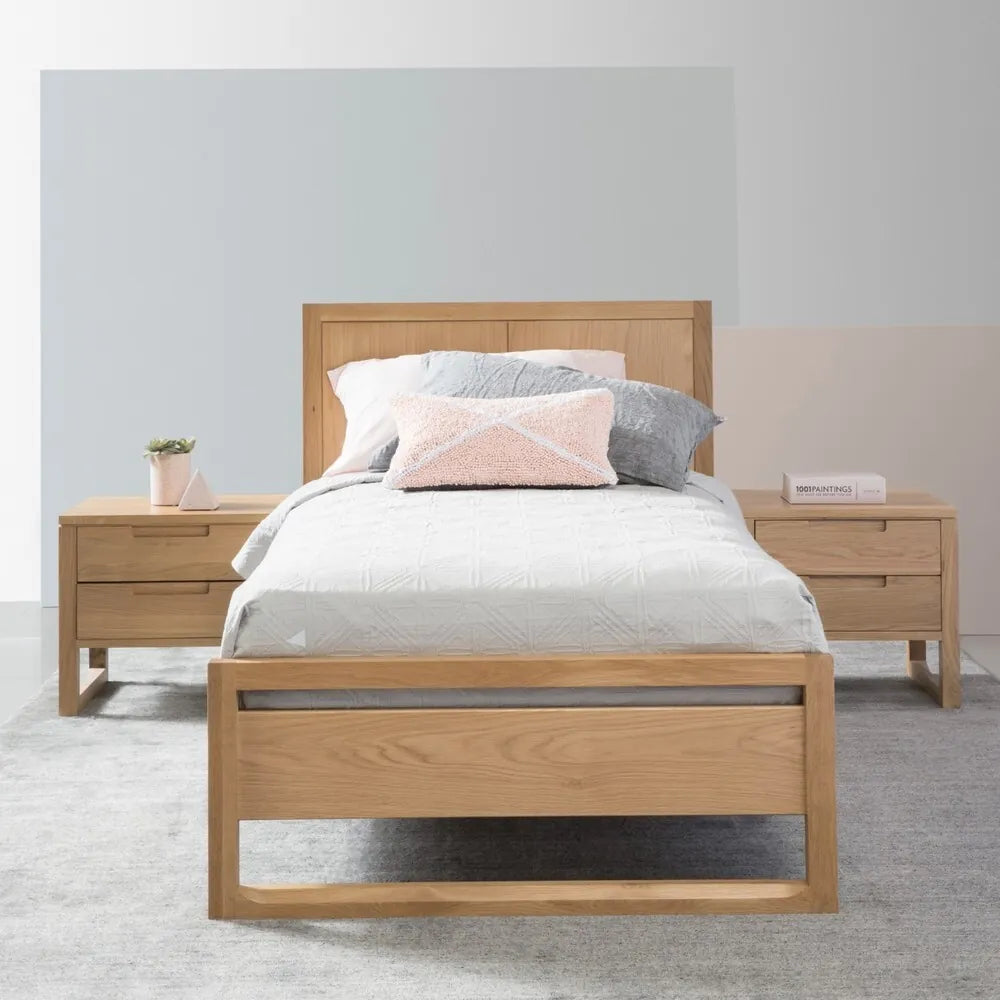 Bruno Bed Frame King Single American Oak