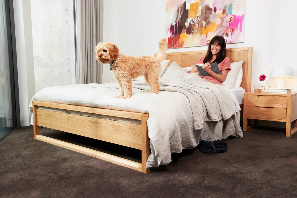 Bruno Bed Frame Queen American Oak