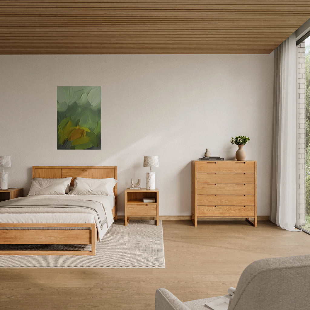 Bruno Bed Frame Queen American Oak