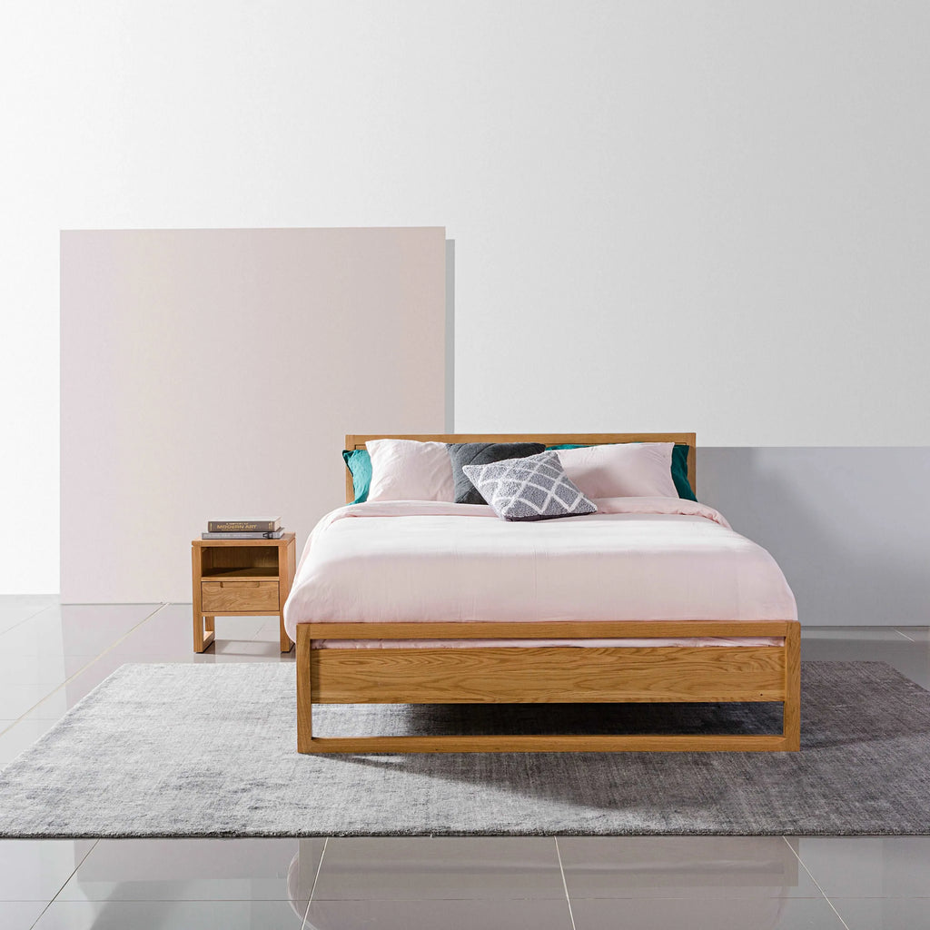 Bruno Bed Frame Queen American Oak