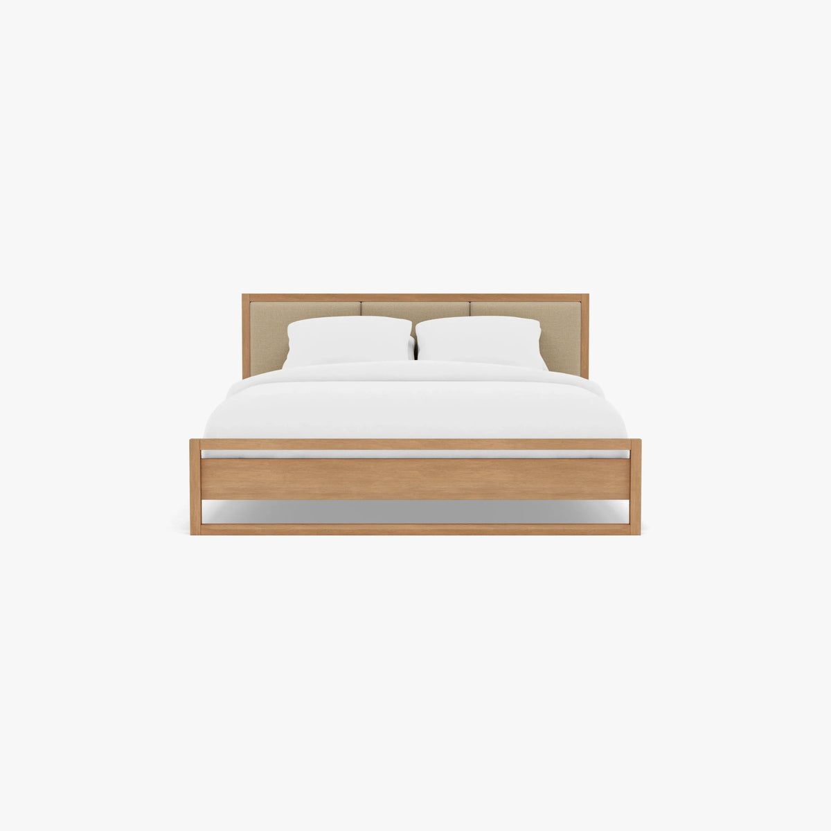 Bruno Bed Frame Upholstered King American Oak