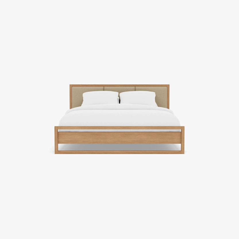 Bruno Bed Frame Upholstered King American Oak