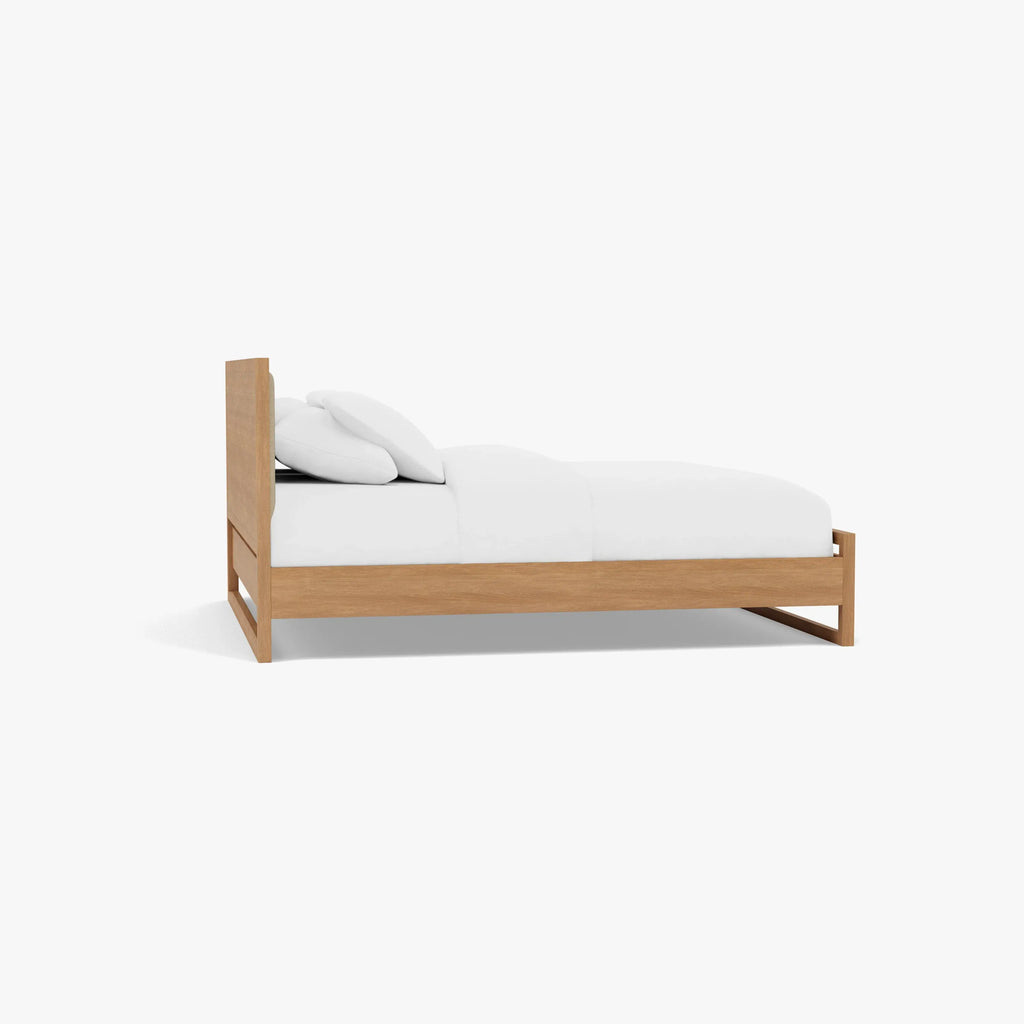 Bruno Bed Frame Upholstered King American Oak