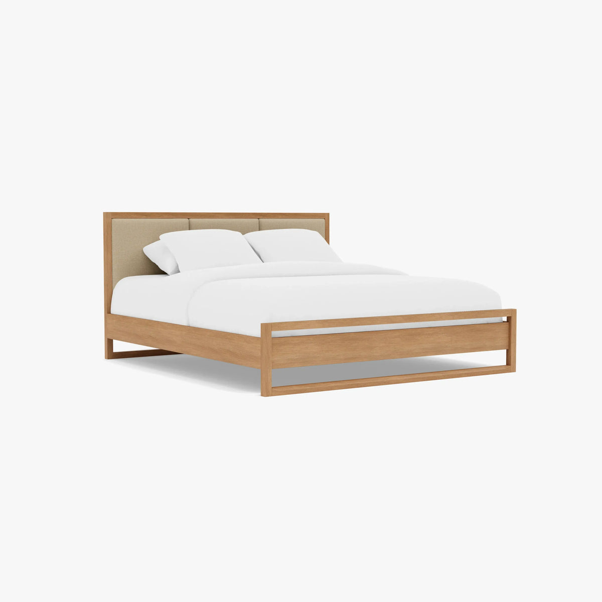 Bruno Bed Frame Upholstered King American Oak