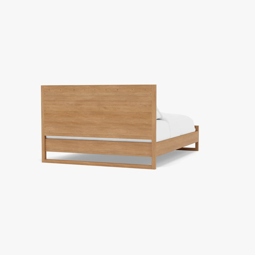 Bruno Bed Frame Upholstered Queen American Oak