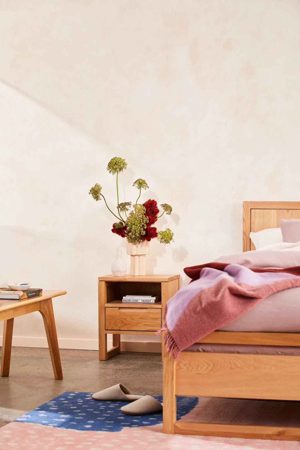 Bruno Bedside Table 1 Drawer 42 x 35cm Solid American Oak