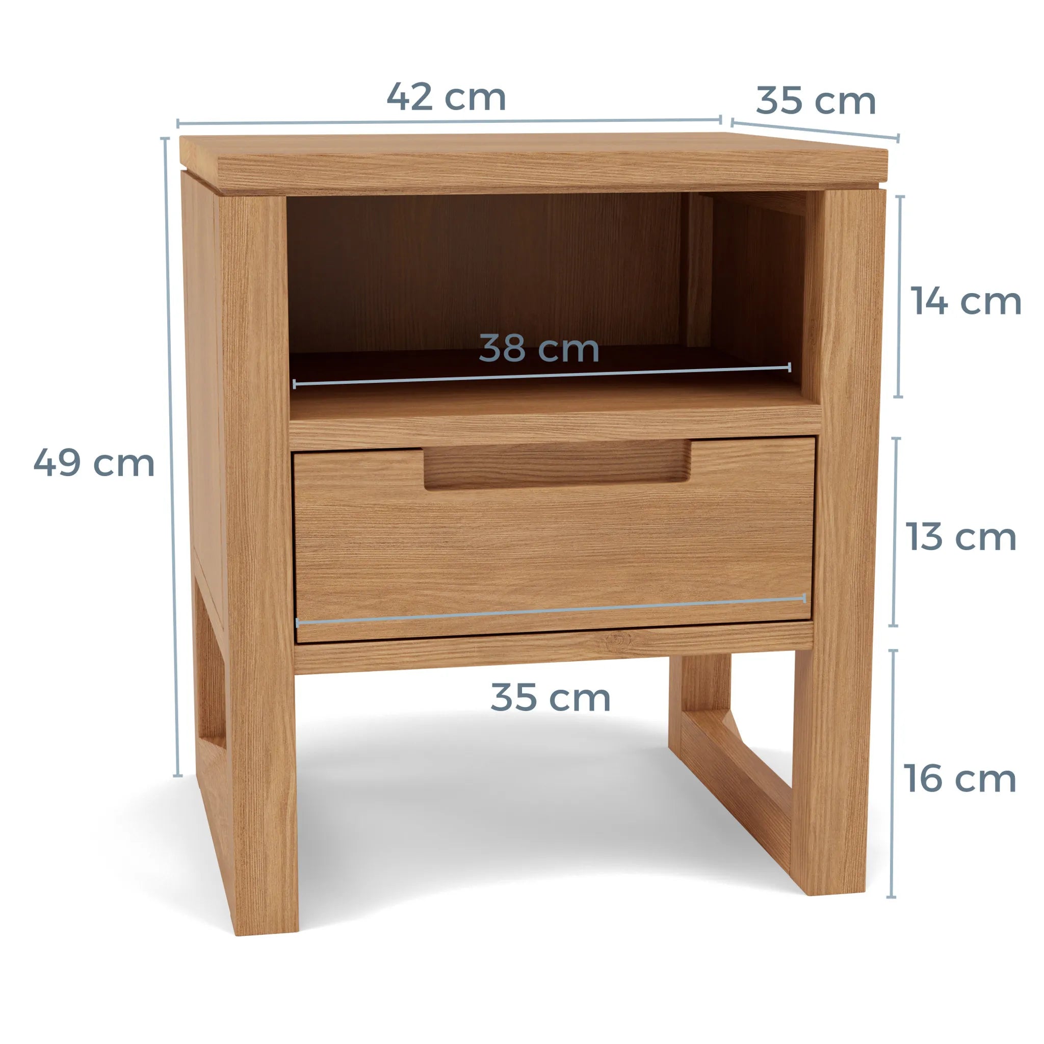 Bruno Bedside Table 1 Drawer 42 x 35cm Solid American Oak