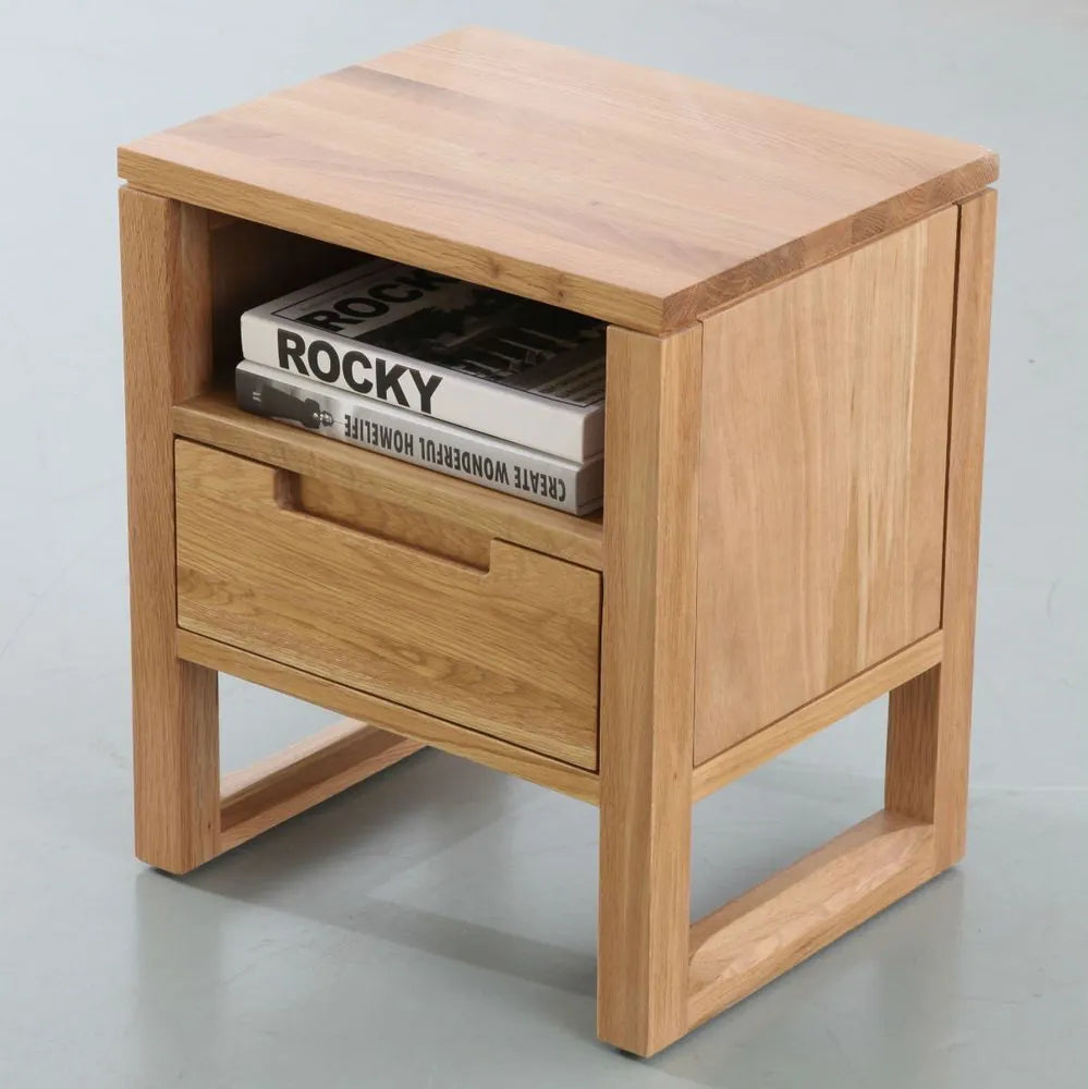 Bruno Bedside Table 1 Drawer 42 x 35cm Solid American Oak