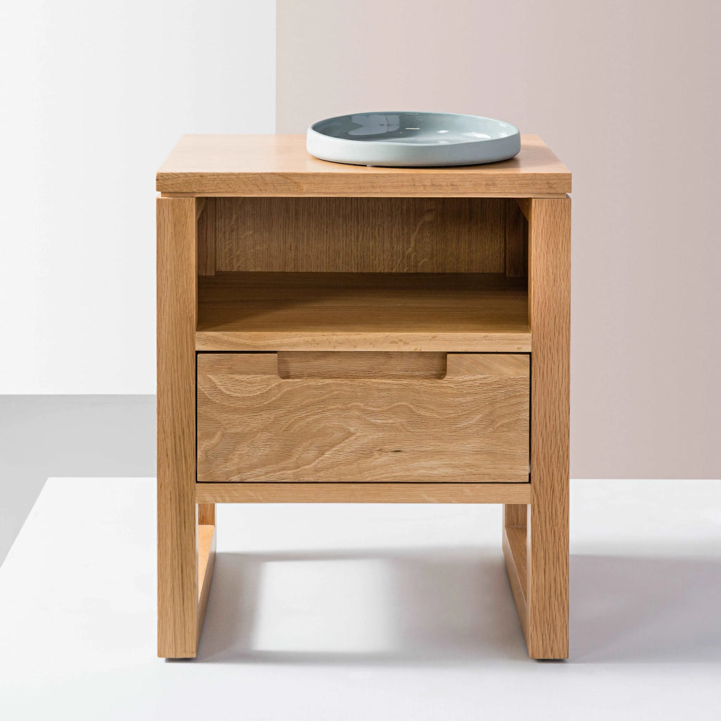 Bruno Bedside Table 1 Drawer 42 x 35cm Solid American Oak