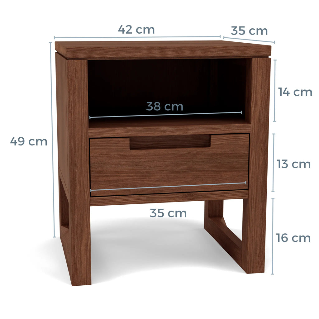 Bruno Bedside Table 1 Drawer 42 x 35cm Solid American Walnut