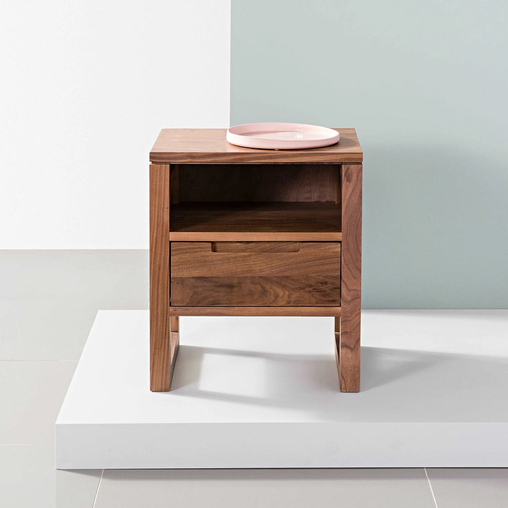 Bruno Bedside Table 1 Drawer 42 x 35cm Solid American Walnut