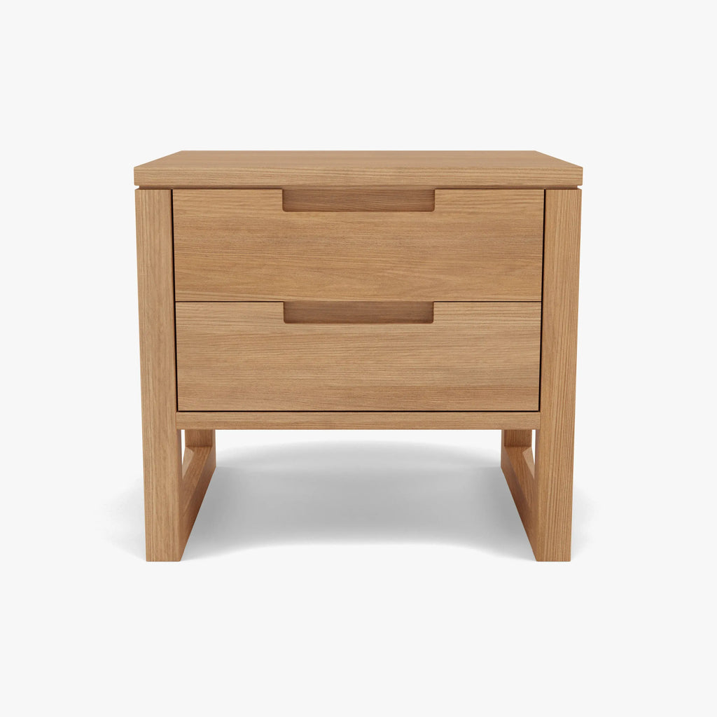 Bruno Bedside Table 2 Drawers 50 x 42cm Solid American Oak
