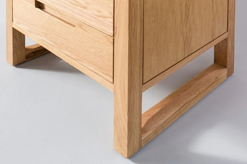 Bruno Bedside Table 2 Drawers 50 x 42cm Solid American Oak